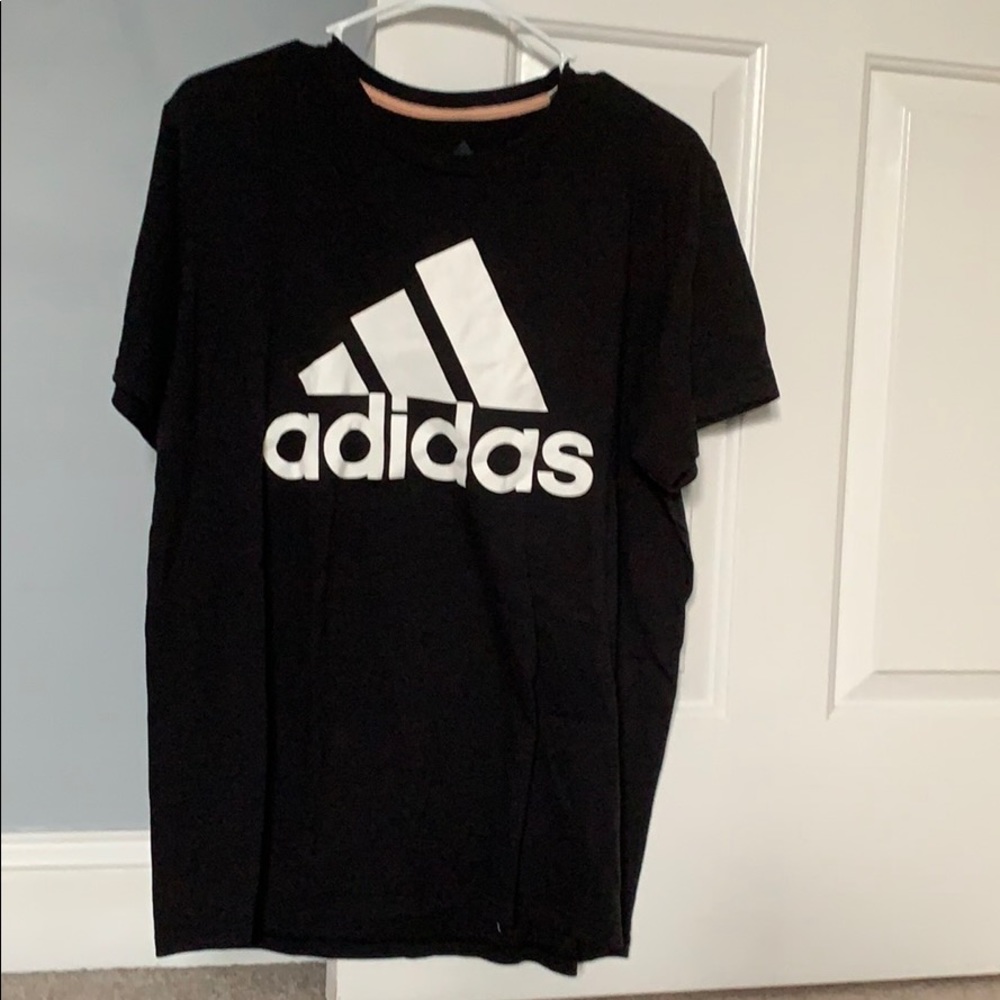 Adidas black tee white print